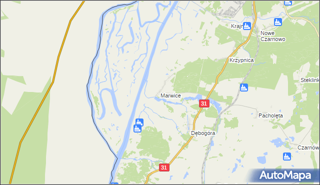 mapa Marwice gmina Widuchowa, Marwice gmina Widuchowa na mapie Targeo