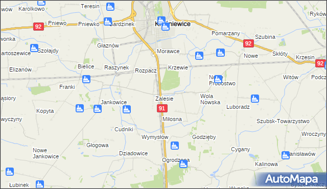 mapa Marynin gmina Krośniewice, Marynin gmina Krośniewice na mapie Targeo