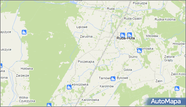 mapa Marynin gmina Ruda-Huta, Marynin gmina Ruda-Huta na mapie Targeo