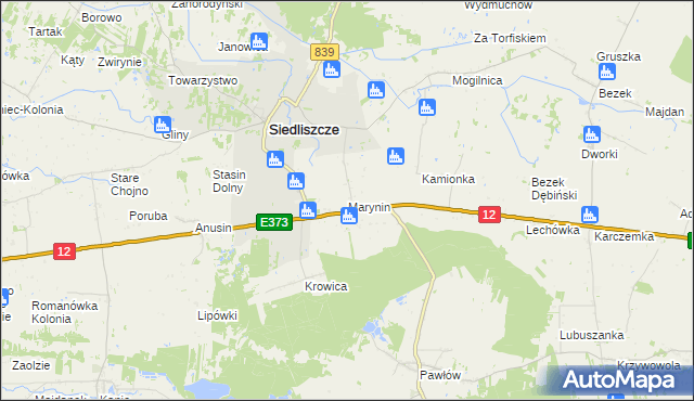 mapa Marynin gmina Siedliszcze, Marynin gmina Siedliszcze na mapie Targeo