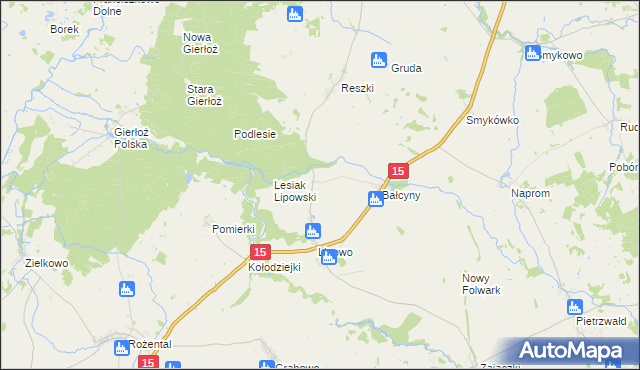 mapa Marynowo gmina Ostróda, Marynowo gmina Ostróda na mapie Targeo