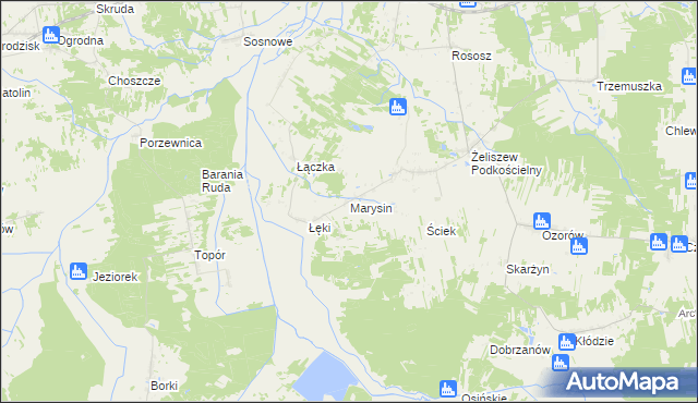 mapa Marysin gmina Kotuń, Marysin gmina Kotuń na mapie Targeo