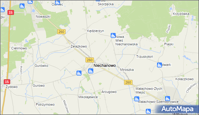 mapa Marysin gmina Niechanowo, Marysin gmina Niechanowo na mapie Targeo