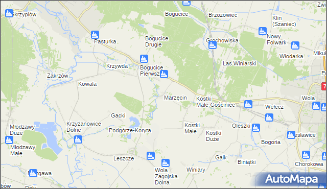 mapa Marzęcin, Marzęcin na mapie Targeo