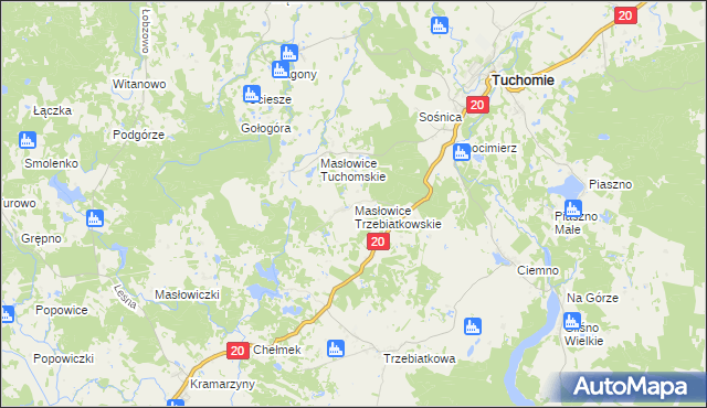 mapa Masłowice Trzebiatkowskie, Masłowice Trzebiatkowskie na mapie Targeo