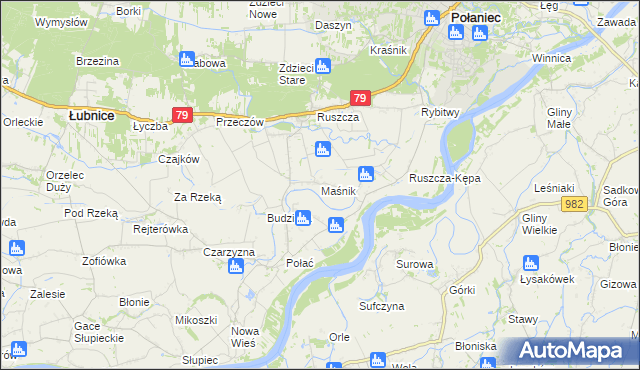 mapa Maśnik, Maśnik na mapie Targeo