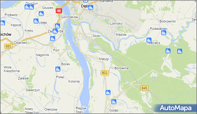 mapa Matygi, Matygi na mapie Targeo