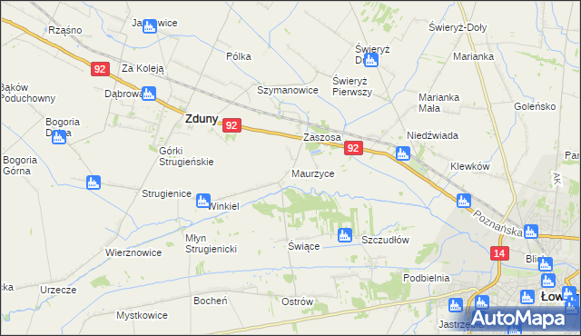 mapa Maurzyce, Maurzyce na mapie Targeo