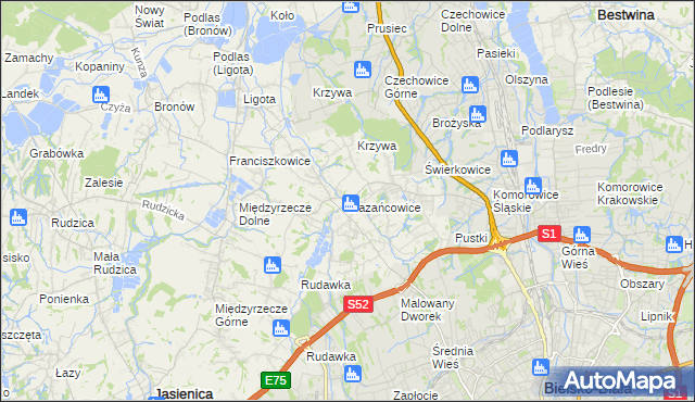 mapa Mazańcowice, Mazańcowice na mapie Targeo