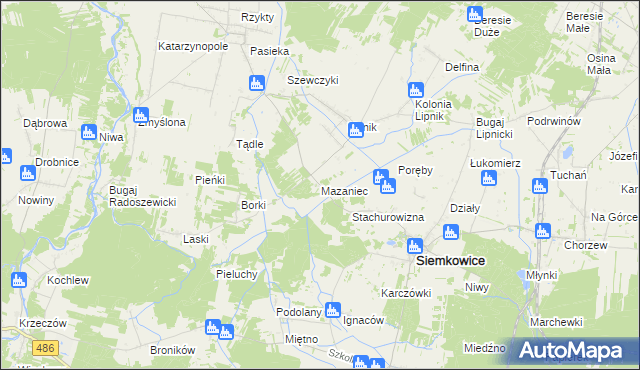 mapa Mazaniec, Mazaniec na mapie Targeo