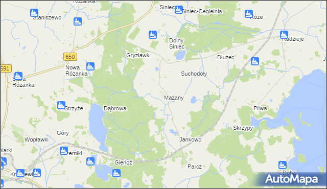 mapa Mażany, Mażany na mapie Targeo