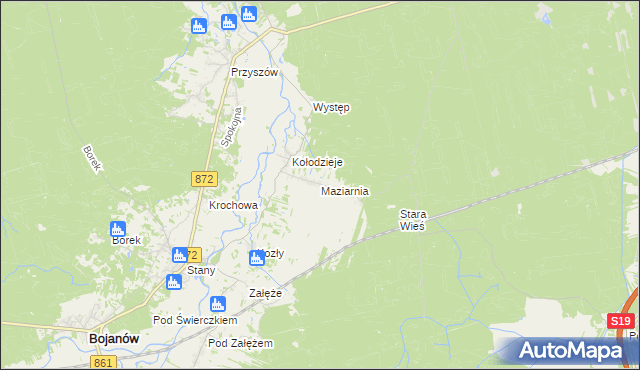 mapa Maziarnia gmina Bojanów, Maziarnia gmina Bojanów na mapie Targeo