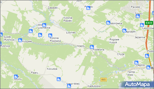 mapa Maziły, Maziły na mapie Targeo