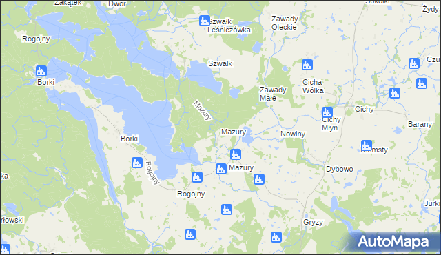 mapa Mazury gmina Kowale Oleckie, Mazury gmina Kowale Oleckie na mapie Targeo