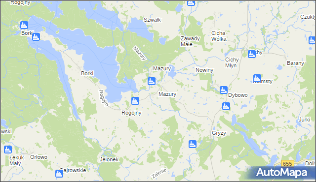 mapa Mazury gmina Świętajno, Mazury gmina Świętajno na mapie Targeo