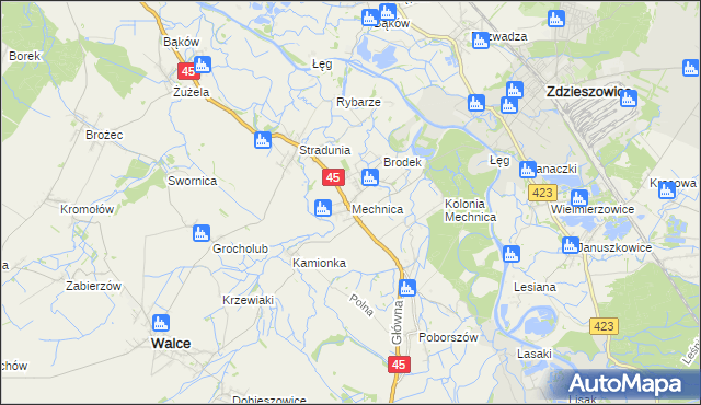 mapa Mechnica, Mechnica na mapie Targeo
