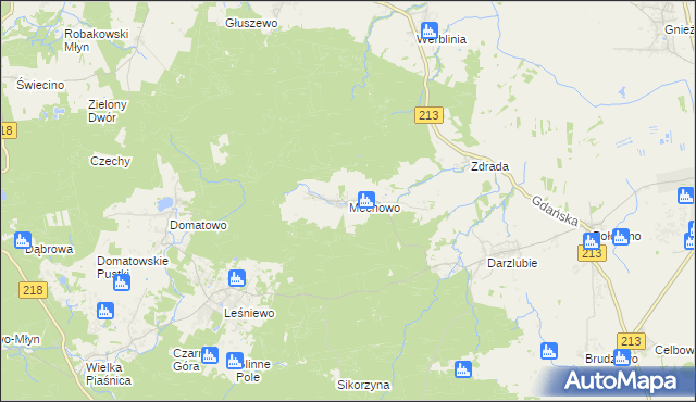 mapa Mechowo gmina Puck, Mechowo gmina Puck na mapie Targeo