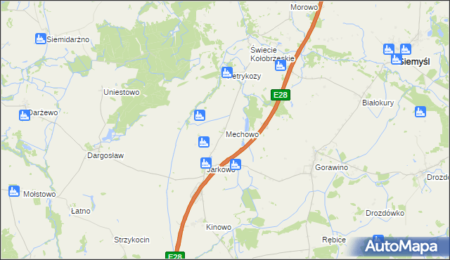 mapa Mechowo gmina Rymań, Mechowo gmina Rymań na mapie Targeo