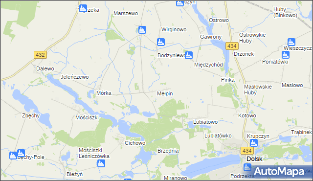 mapa Mełpin, Mełpin na mapie Targeo