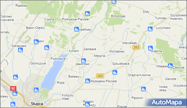 mapa Meszna gmina Słupca, Meszna gmina Słupca na mapie Targeo