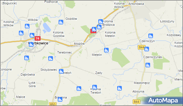 mapa Metelin gmina Hrubieszów, Metelin gmina Hrubieszów na mapie Targeo