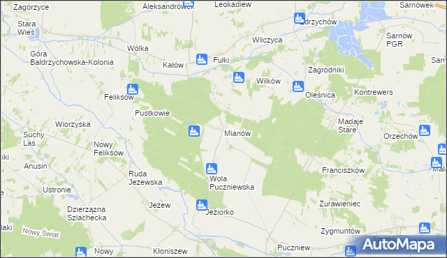 mapa Mianów, Mianów na mapie Targeo