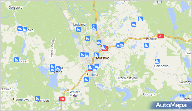 mapa Miastko powiat bytowski, Miastko powiat bytowski na mapie Targeo