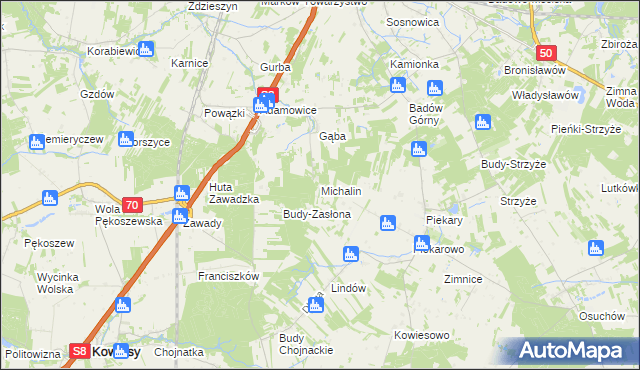 mapa Michalin gmina Mszczonów, Michalin gmina Mszczonów na mapie Targeo