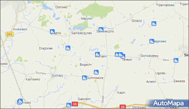 mapa Michalin gmina Nakło nad Notecią, Michalin gmina Nakło nad Notecią na mapie Targeo