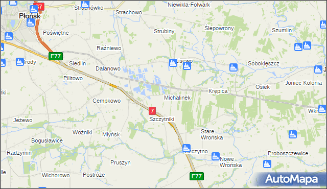 mapa Michalinek gmina Płońsk, Michalinek gmina Płońsk na mapie Targeo