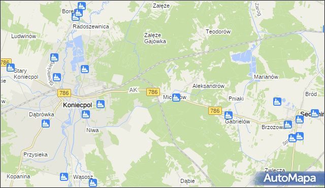 mapa Michałów gmina Koniecpol, Michałów gmina Koniecpol na mapie Targeo