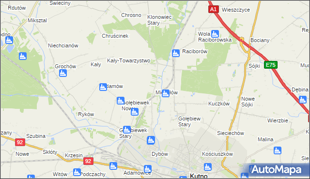 mapa Michałów gmina Kutno, Michałów gmina Kutno na mapie Targeo