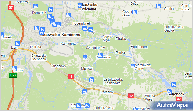 mapa Michałów gmina Skarżysko Kościelne, Michałów gmina Skarżysko Kościelne na mapie Targeo