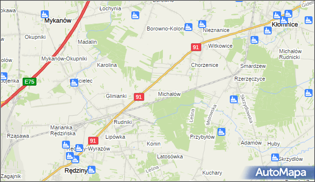 mapa Michałów Rudnicki, Michałów Rudnicki na mapie Targeo