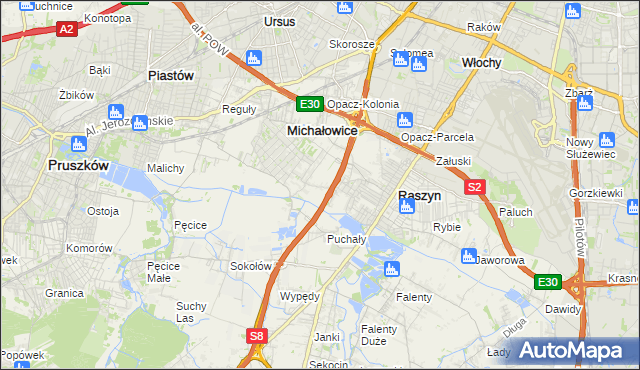 mapa Michałowice-Wieś, Michałowice-Wieś na mapie Targeo