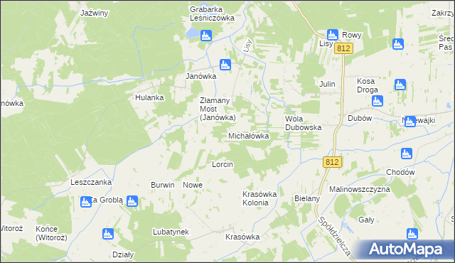mapa Michałówka gmina Biała Podlaska, Michałówka gmina Biała Podlaska na mapie Targeo