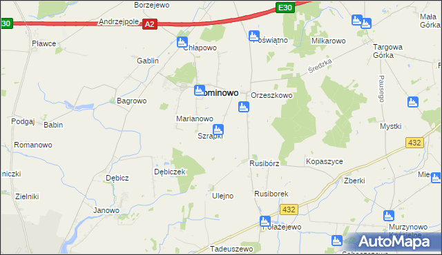 mapa Michałowo gmina Dominowo, Michałowo gmina Dominowo na mapie Targeo