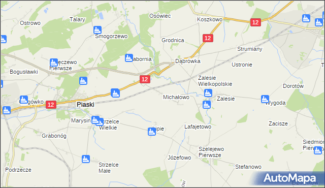 mapa Michałowo gmina Piaski, Michałowo gmina Piaski na mapie Targeo