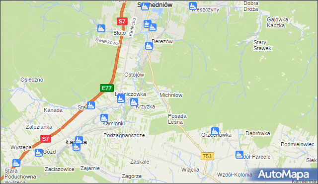 mapa Michniów, Michniów na mapie Targeo