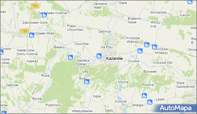 mapa Miechów gmina Kazanów, Miechów gmina Kazanów na mapie Targeo