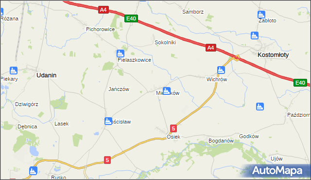 mapa Mieczków gmina Kostomłoty, Mieczków gmina Kostomłoty na mapie Targeo