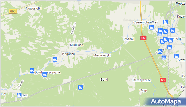 mapa Miedwieżyki, Miedwieżyki na mapie Targeo