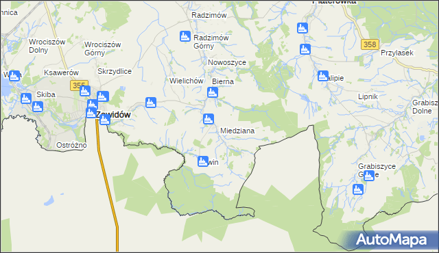 mapa Miedziana gmina Sulików, Miedziana gmina Sulików na mapie Targeo