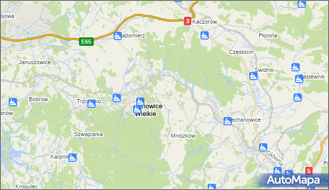 mapa Miedzianka gmina Janowice Wielkie, Miedzianka gmina Janowice Wielkie na mapie Targeo