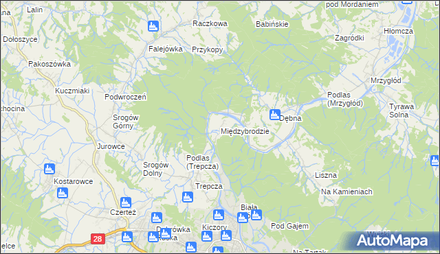 mapa Międzybrodzie, Międzybrodzie na mapie Targeo