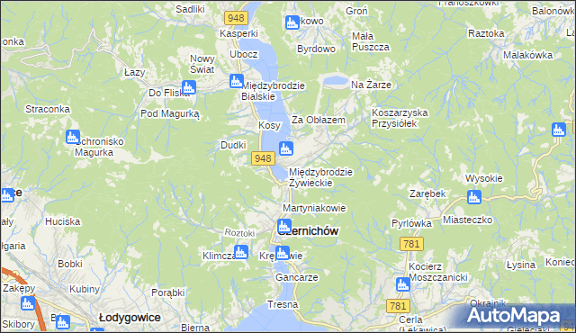 mapa Międzybrodzie Żywieckie, Międzybrodzie Żywieckie na mapie Targeo