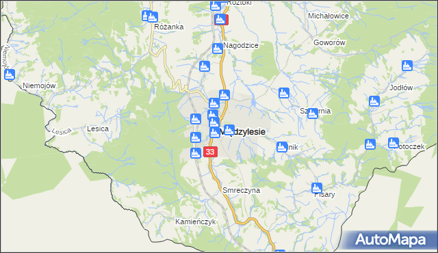 mapa Międzylesie powiat kłodzki, Międzylesie powiat kłodzki na mapie Targeo