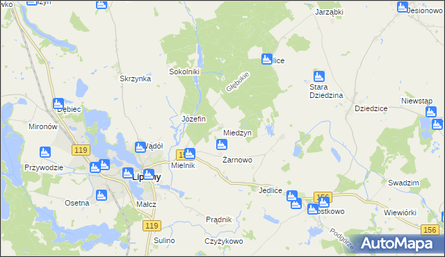 mapa Miedzyn, Miedzyn na mapie Targeo