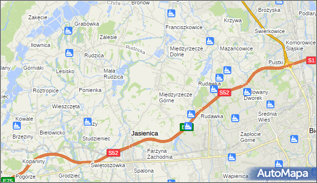mapa Międzyrzecze Górne, Międzyrzecze Górne na mapie Targeo