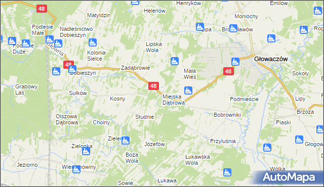 mapa Miejska Dąbrowa, Miejska Dąbrowa na mapie Targeo